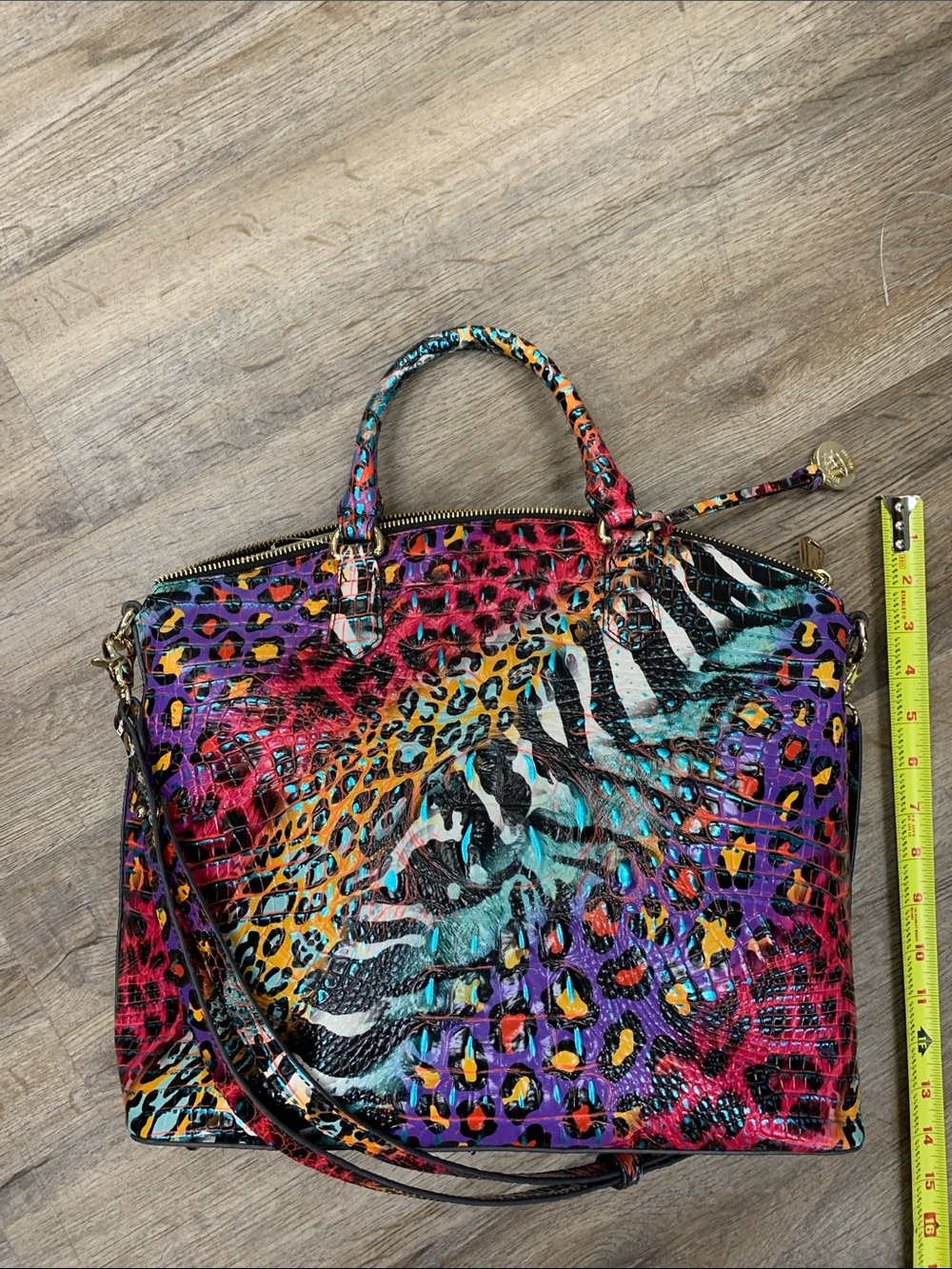 Brahmin Multicolor Animal-Print Satchel and matching wallet